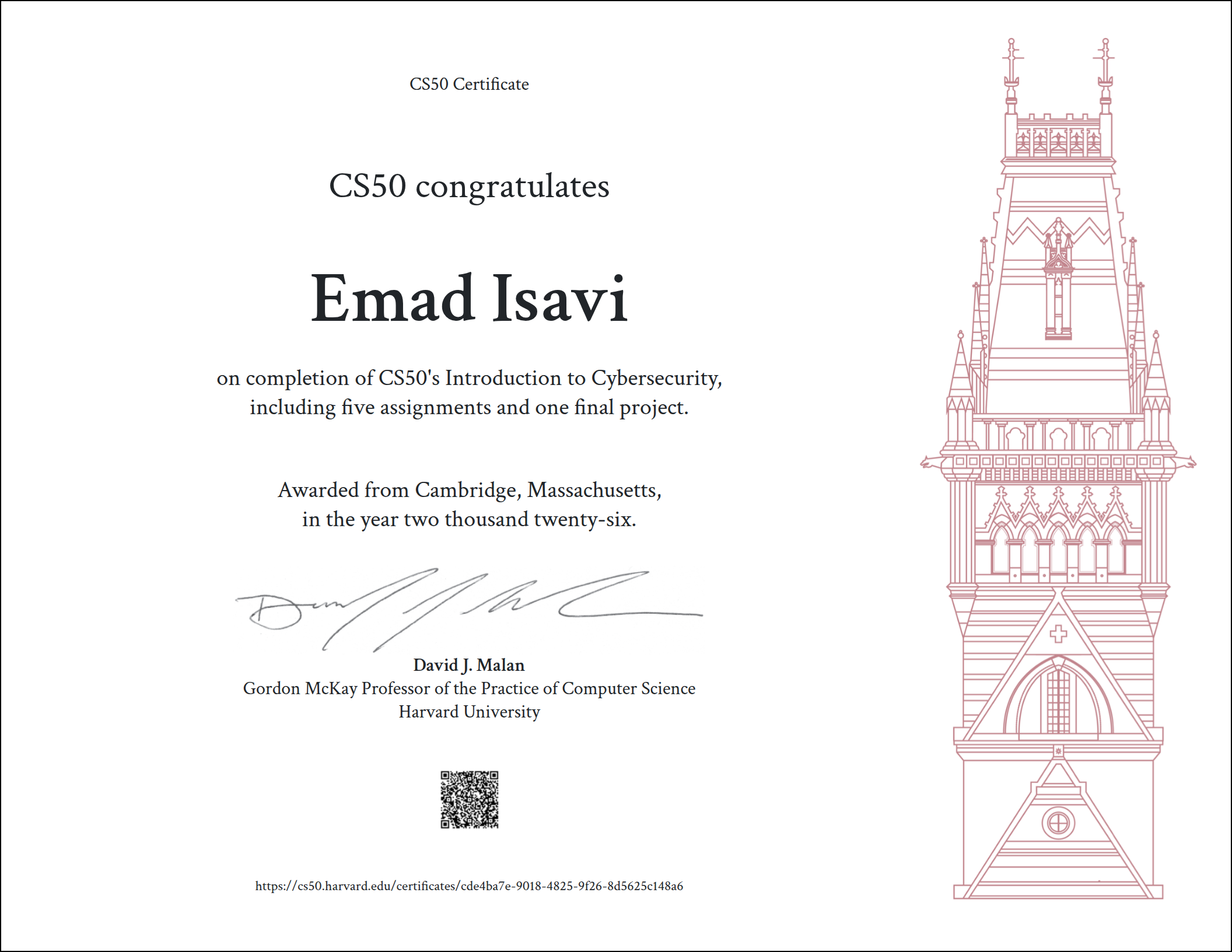 CS50 Cybersecurity — Harvard University